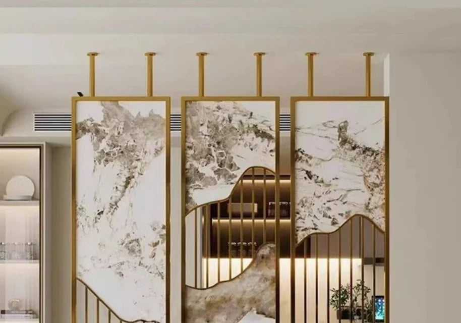 Luxury Marble Metal Partition Design for Living Room - marble Room Divider for living room - view 2 | Kraft Vision