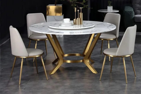 CURVED LEGS ROUND DINING WITH 4 CHAIRS