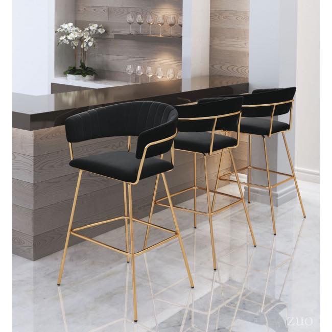 Modern Black Bar Stools with Gold Legs - gold-finished metal furniture for kitchen or bar | Kraft Vision