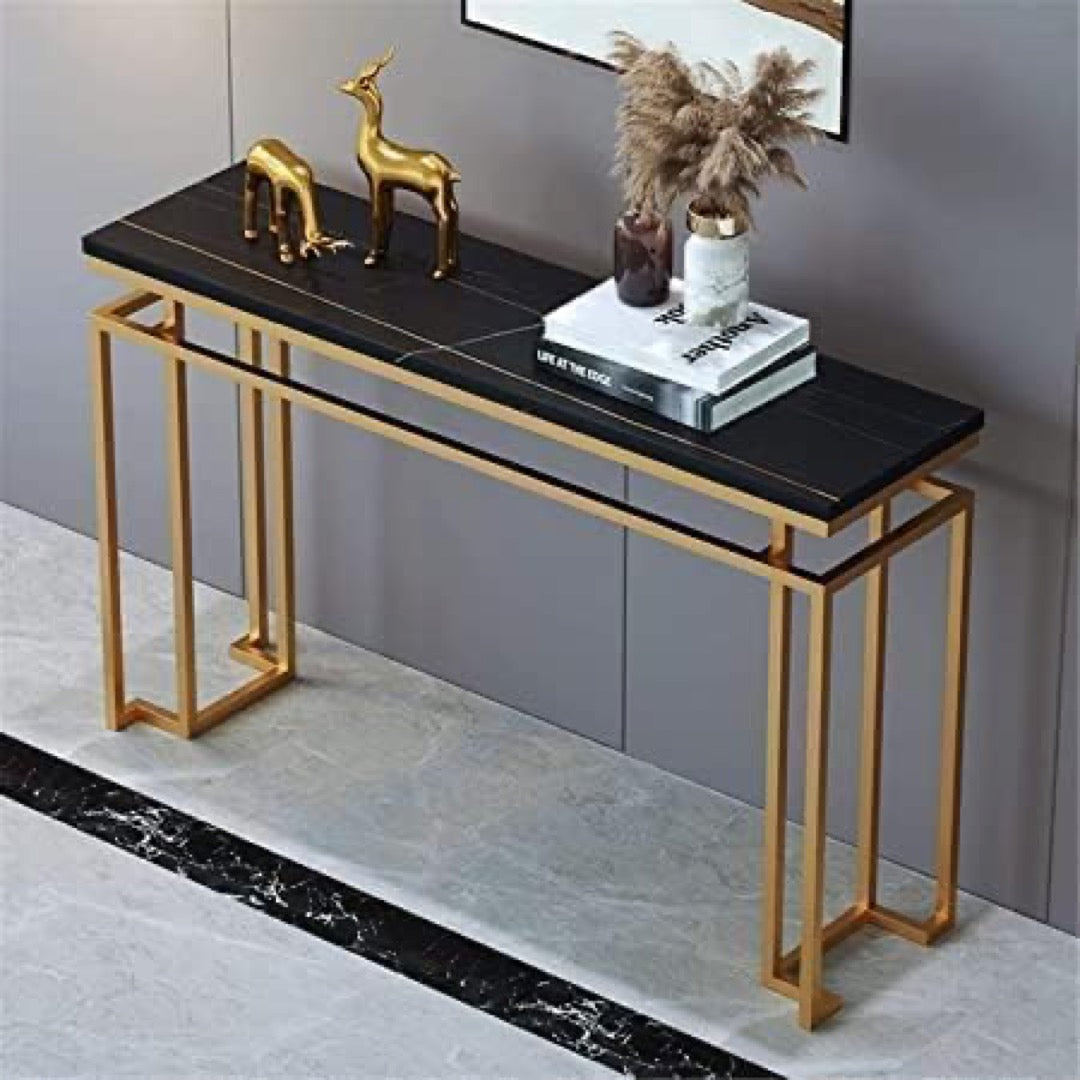 Modern Black & Gold Console Table with Elegant Decor - gold-finished metal Console for entryway - view 4 | Kraft Vision