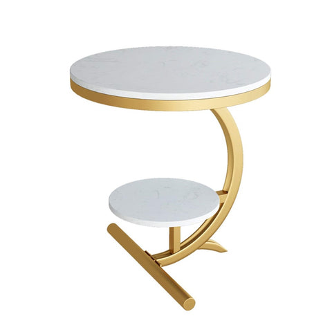 C SHAPE DOUBLE TOP SIDE TABLE WITH SATWARIO MARBLE