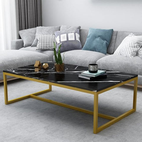 Gold Stainless Steel Coffee Table with Marble Top"