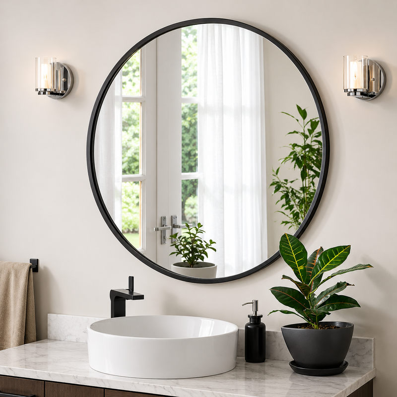 Eclipse Black Round Mirror