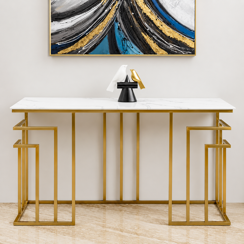 Modern Entryway Gold Console Table - gold-finished metal Console for entryway - view 1 | Kraft Vision