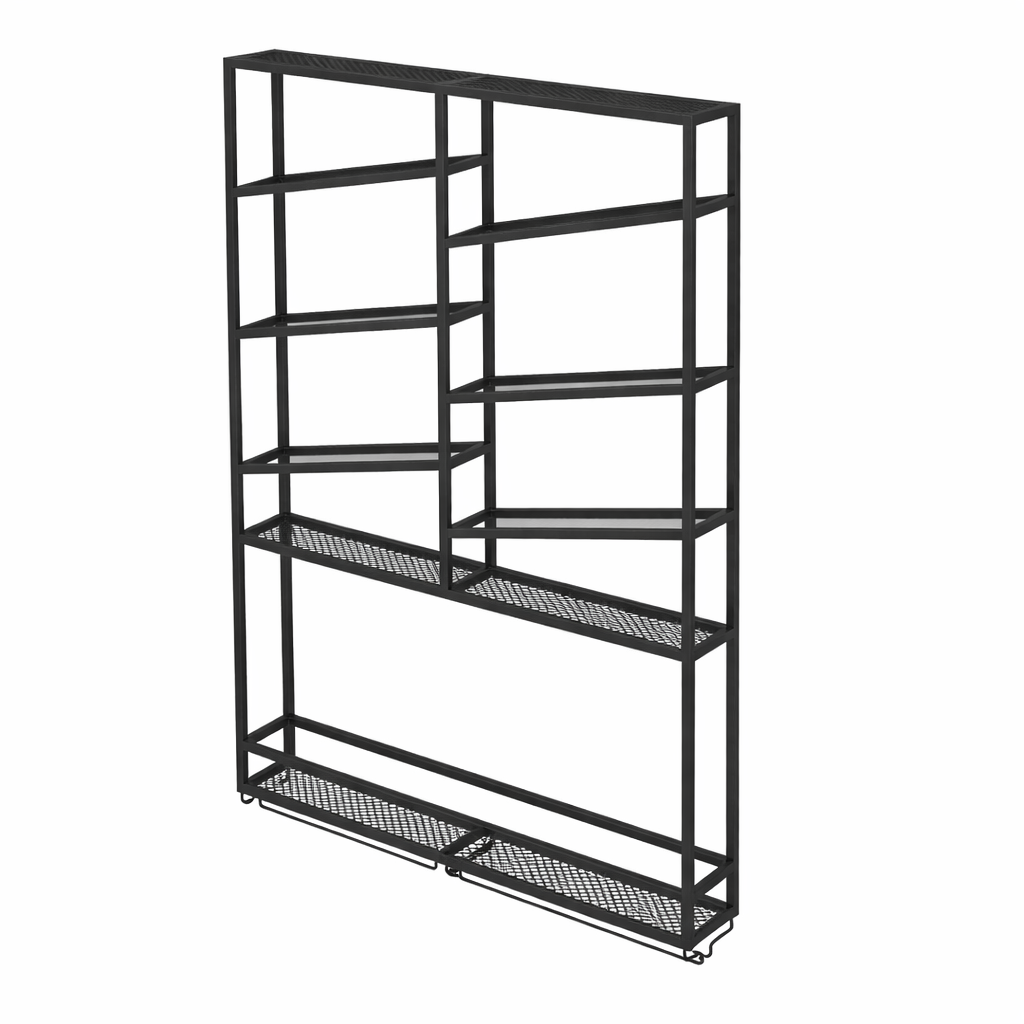 Modern Industrial Wall-Mounted Wine Rack & Bar Shelf (Black Metal) - metal furniture for modern Indian home - view 4 | Kraft Vision