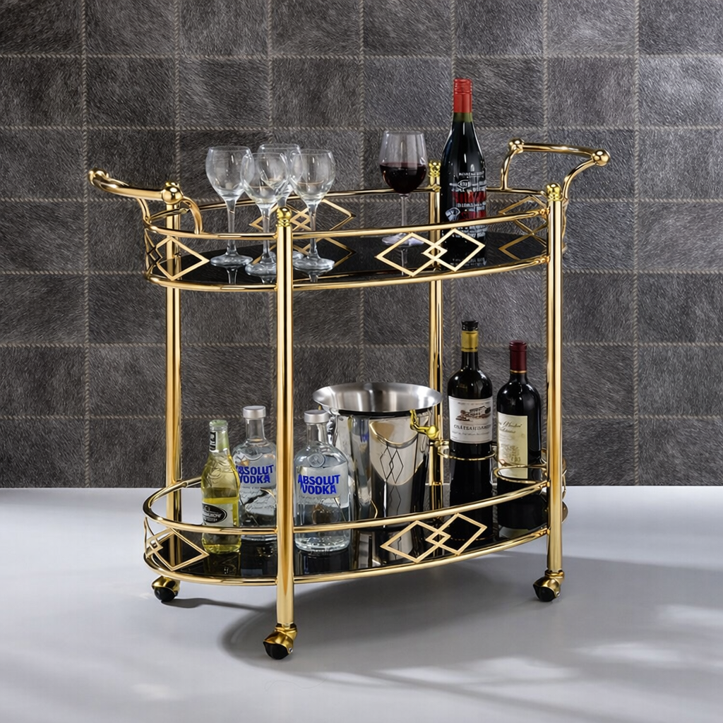 Regency Glam Serving Trolley - handcrafted bar Trolley for living room bar - view 1 | Kraft Vision