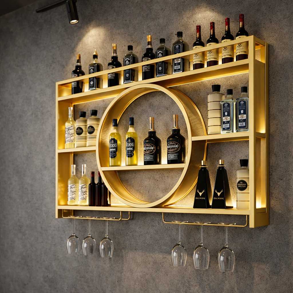 Aurora Luxe Wall Bar Shelf - handcrafted furniture for modern Indian home - view 2 | Kraft Vision