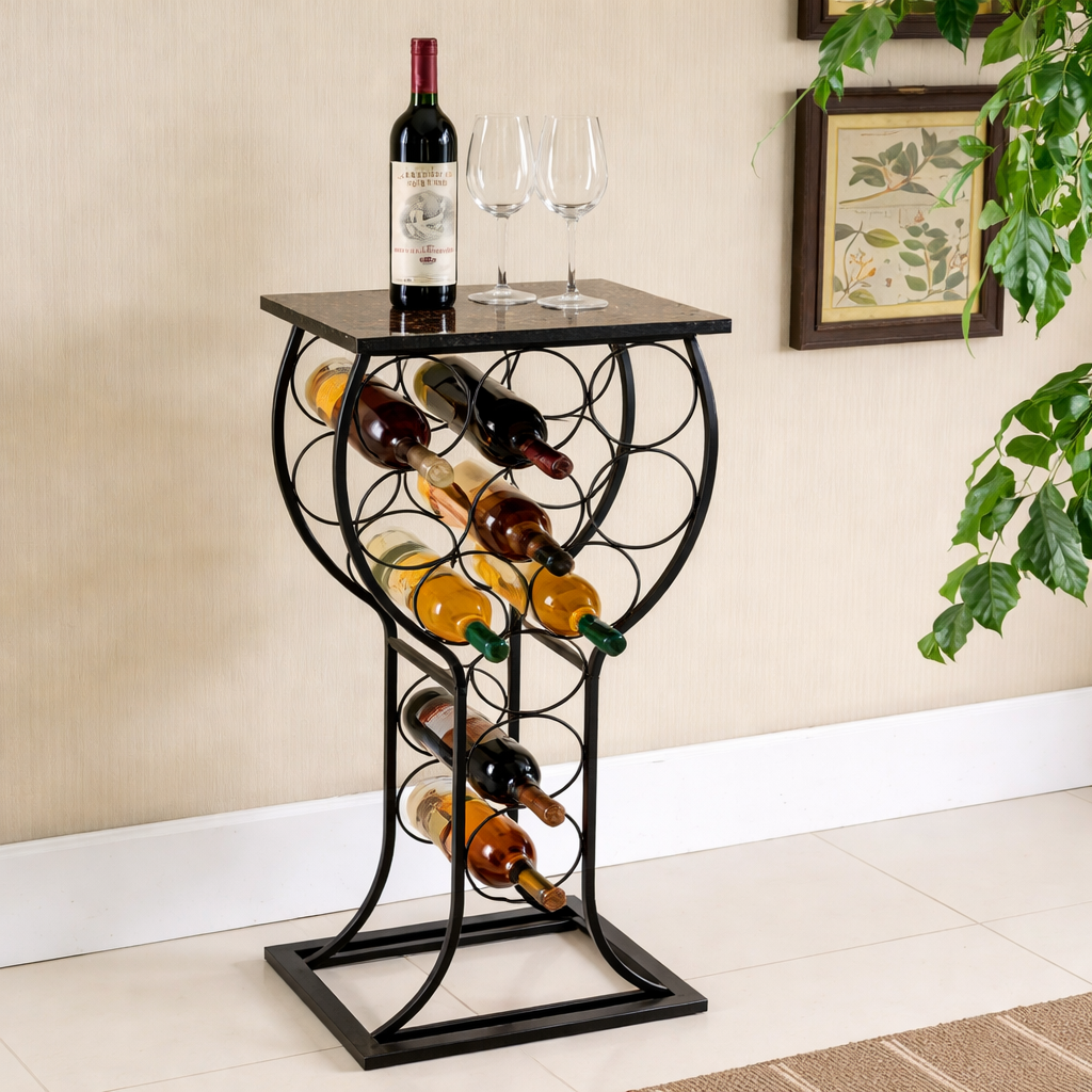 Elegant Wine Stand with Storage - handcrafted bar Trolley for living room bar - view 1 | Kraft Vision