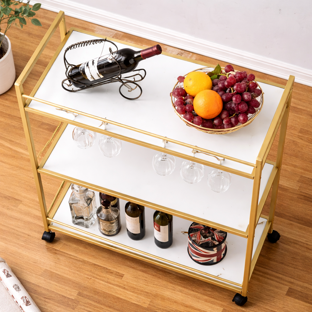 Chic Entertaining Station Cart - handcrafted bar Trolley for living room bar - view 2 | Kraft Vision