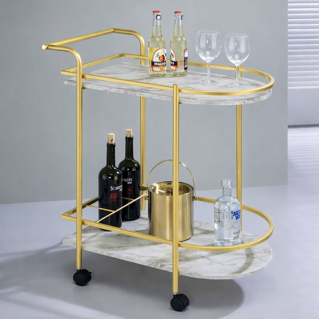 Aurora Luxe Bar Cart - handcrafted bar Trolley for living room bar - view 1 | Kraft Vision