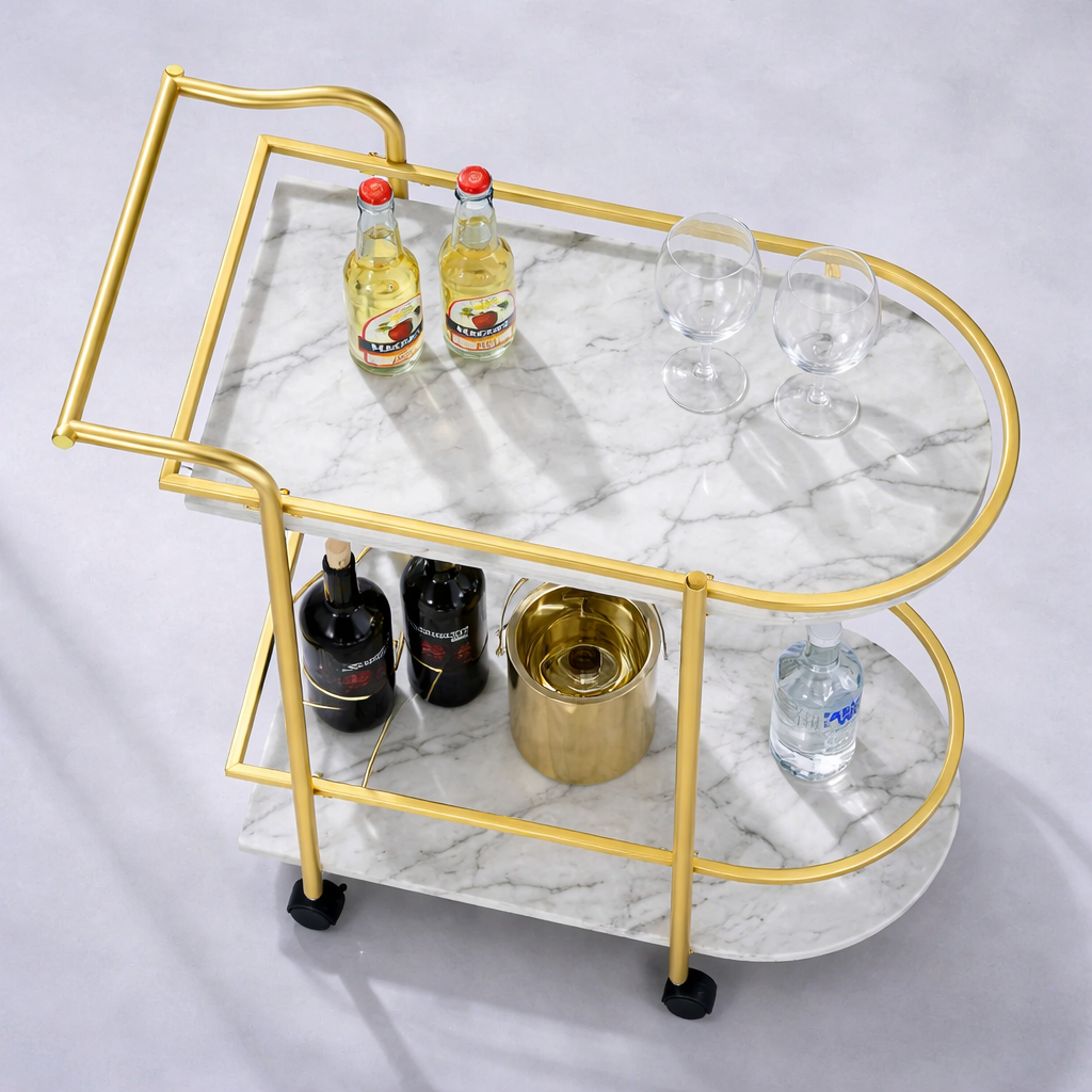 Aurora Luxe Bar Cart - handcrafted bar Trolley for living room bar - view 2 | Kraft Vision