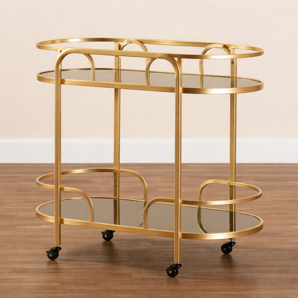 Radiance Rolling Bar Cart - handcrafted bar Trolley for living room bar - view 1 | Kraft Vision