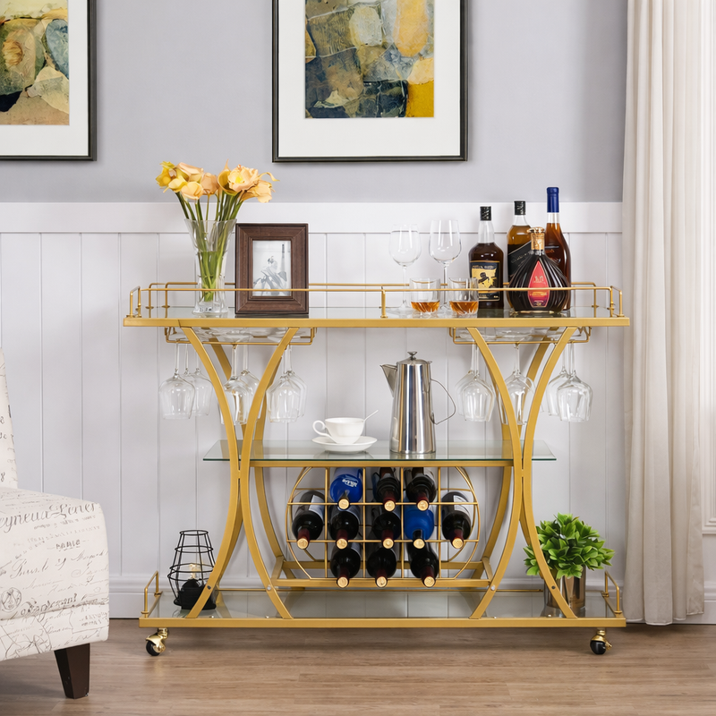 Elite Arc Wine Storage Cart - handcrafted bar Trolley for living room bar - view 1 | Kraft Vision