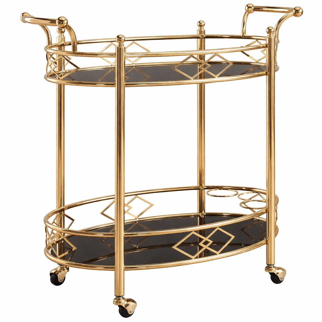 Imperial Oval Beverage Cart - handcrafted bar Trolley for living room bar - view 3 | Kraft Vision