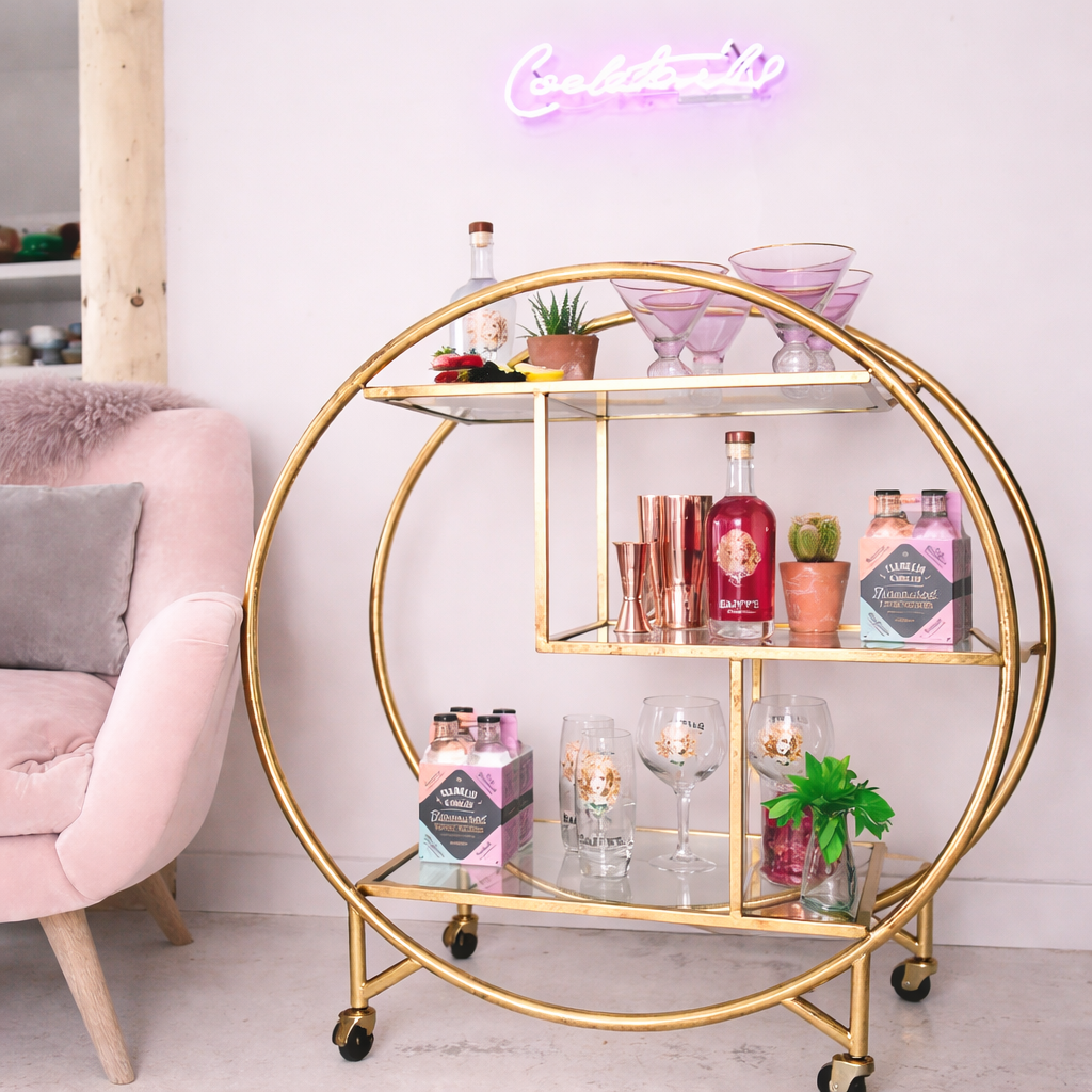 Celeste Ring Bar Cart - handcrafted bar Trolley for living room bar - view 1 | Kraft Vision