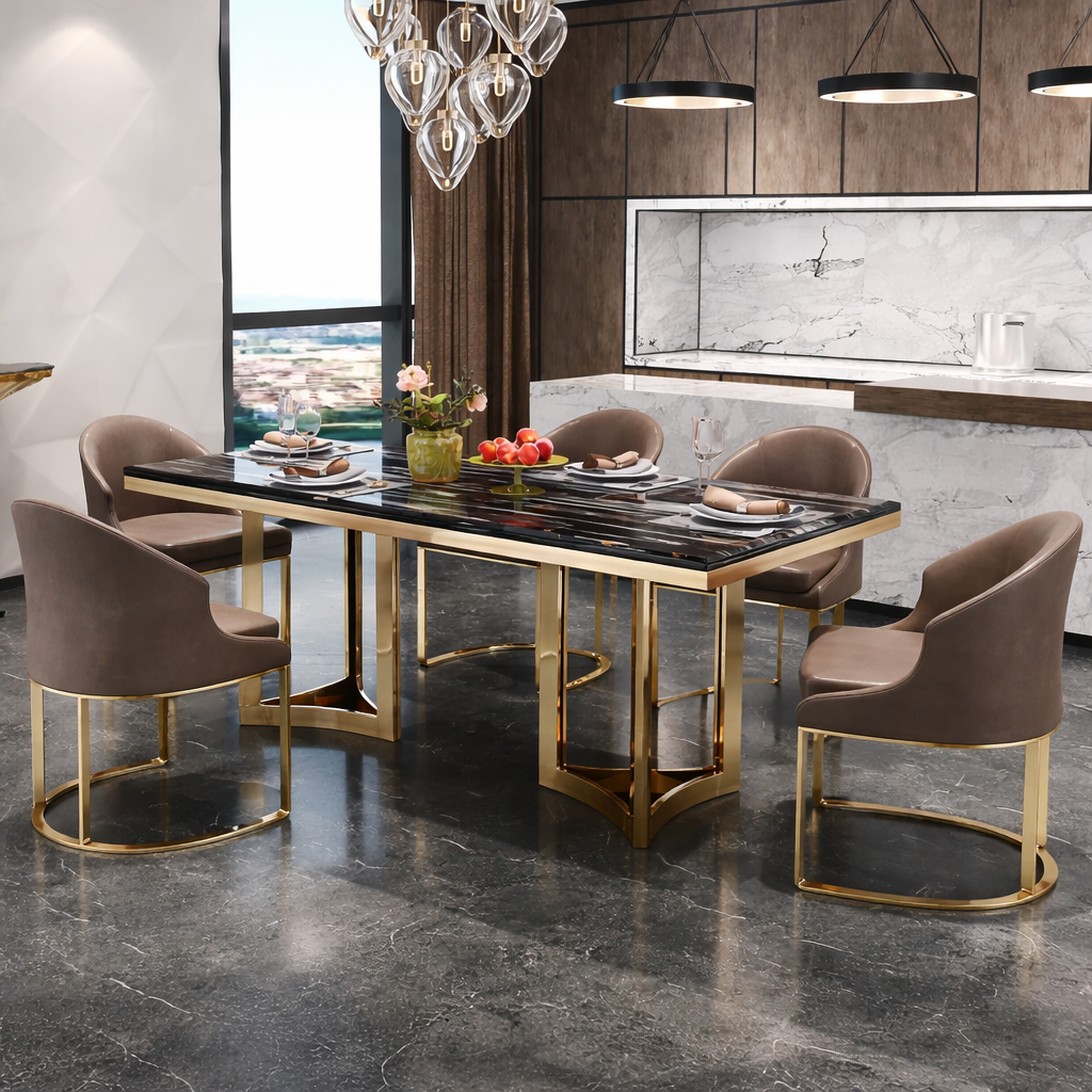 Antique Style Dining Table - premium wood and metal dining table for dining room - view 1 | Kraft Vision