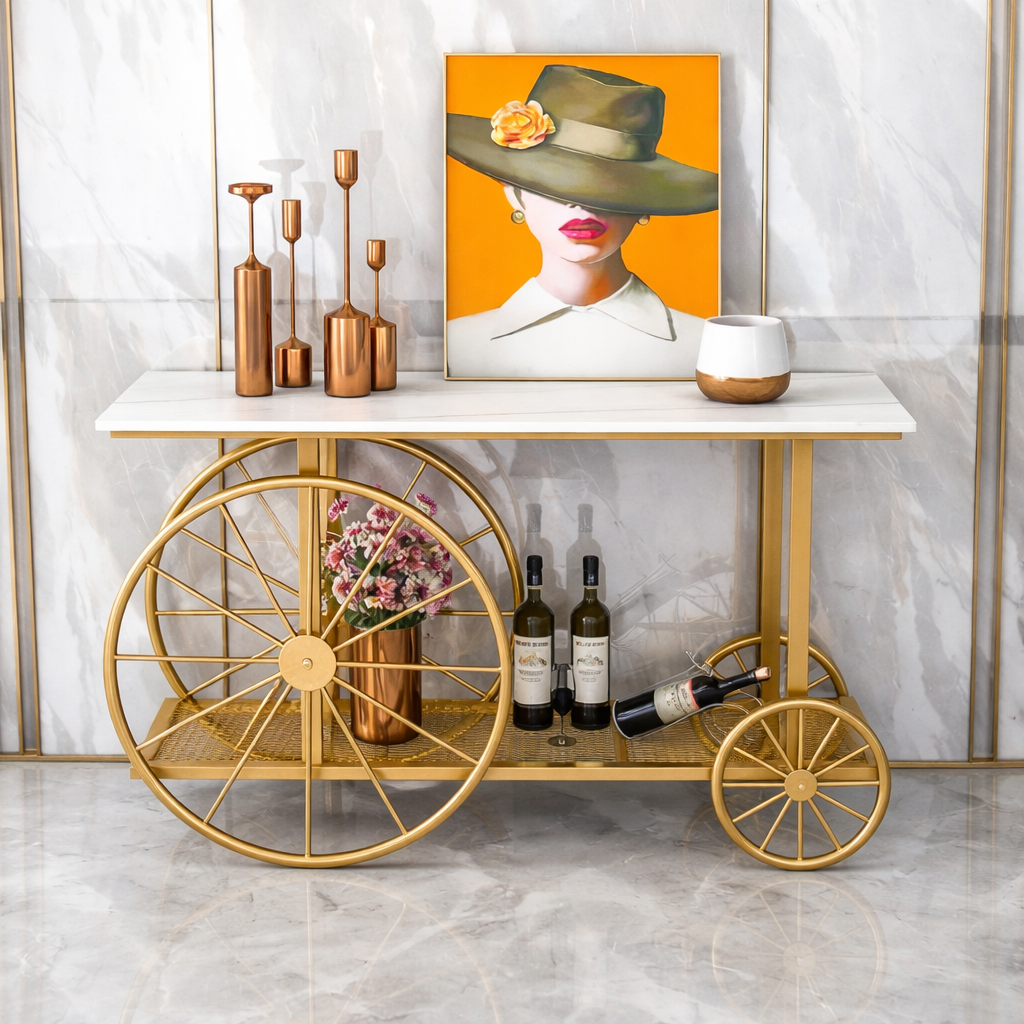 Imperial Wheel Console Cart - handcrafted Console for entryway - view 1 | Kraft Vision