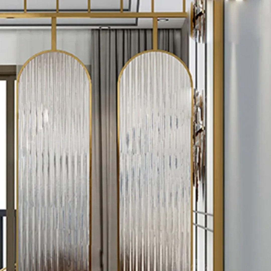 Luxury Art Deco Golden Frame Glass Partition - gold-finished metal Room Divider for living room - view 5 | Kraft Vision