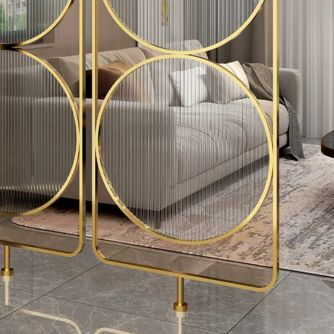 Luxury Golden Geometric Circle Glass Room Divider - gold-finished metal Room Divider for living room - view 11 | Kraft Vision