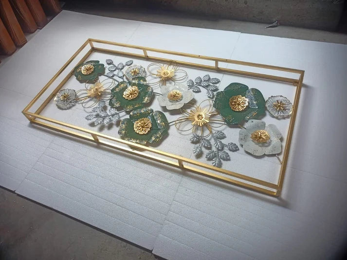 Elegant 3D Metal Floral Wall Art – Handcrafted Home Décor Panel - metal wall art for living room wall - view 4 | Kraft Vision