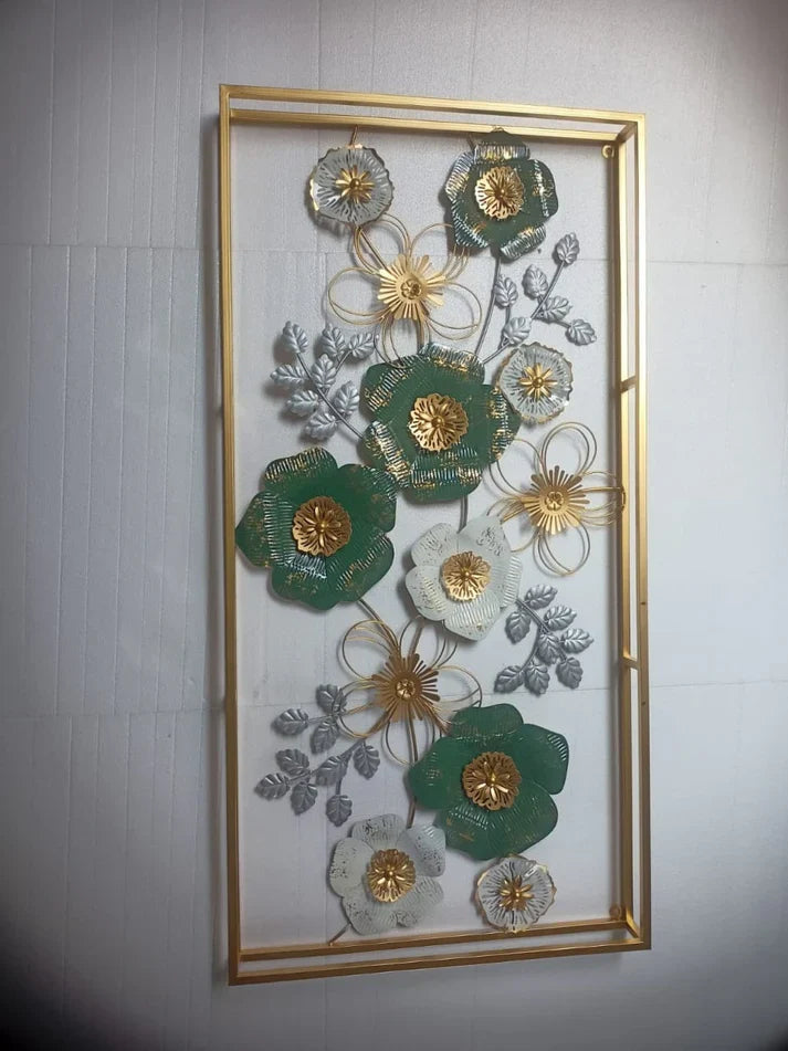 Elegant 3D Metal Floral Wall Art – Handcrafted Home Décor Panel - metal wall art for living room wall - view 5 | Kraft Vision