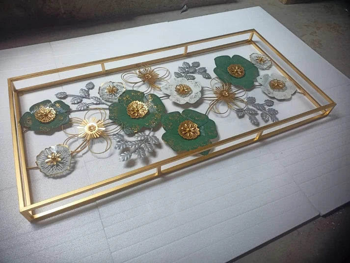 Elegant 3D Metal Floral Wall Art – Handcrafted Home Décor Panel - metal wall art for living room wall - view 6 | Kraft Vision