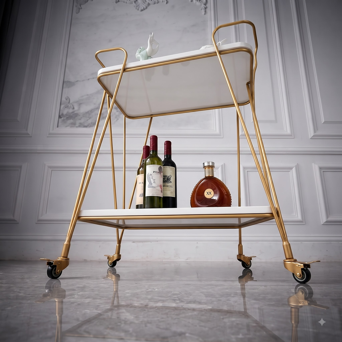 Luxury Gold Bar Cart Overhead