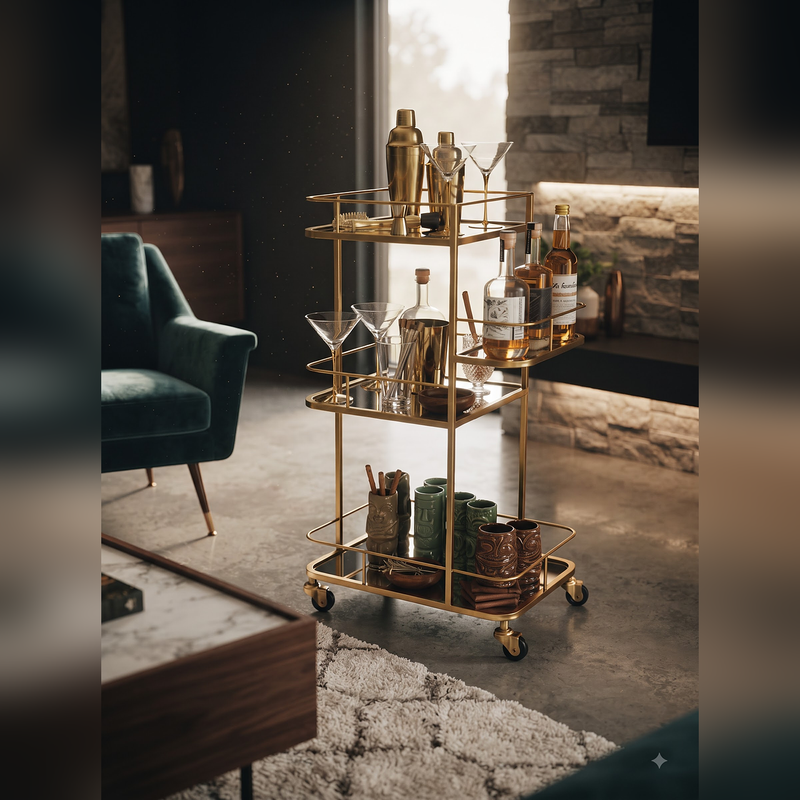 Chic Rolling Cocktail Station