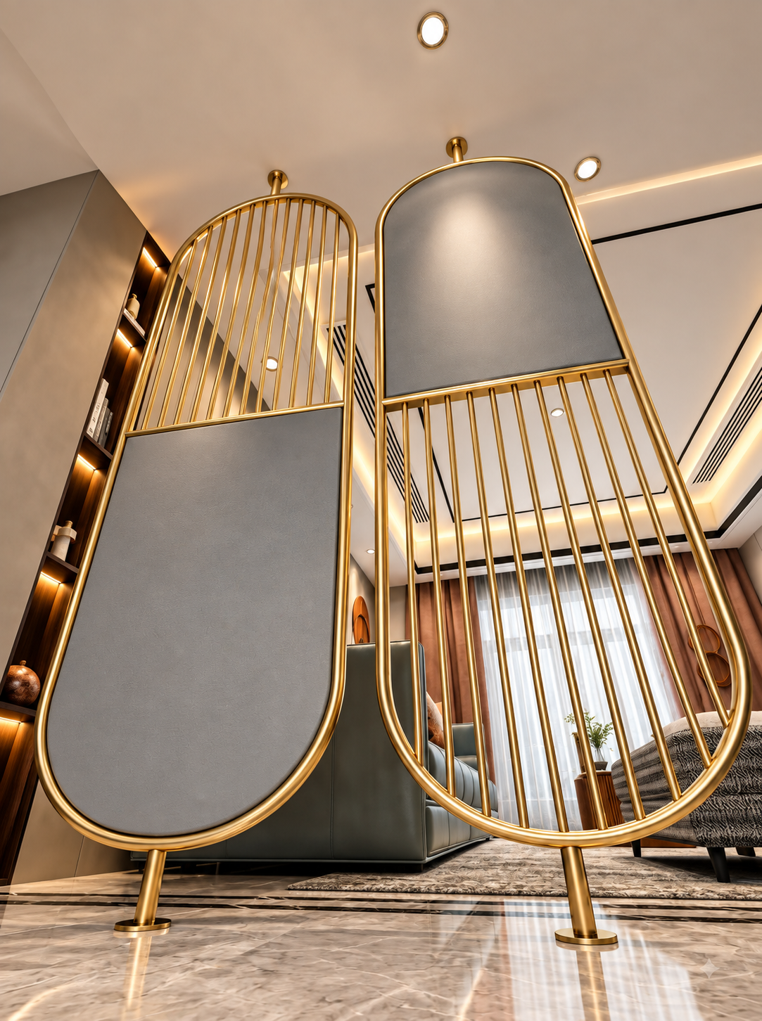 Contemporary Gold & Grey Partition Screen – Per Panel Price