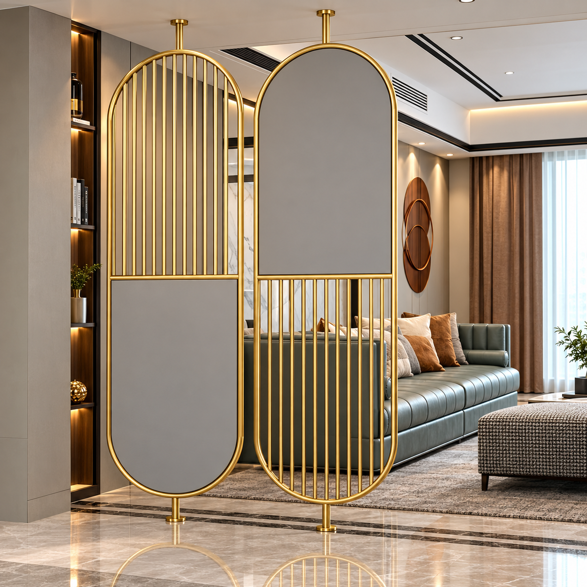 Contemporary Gold & Grey Partition Screen – Per Panel Price