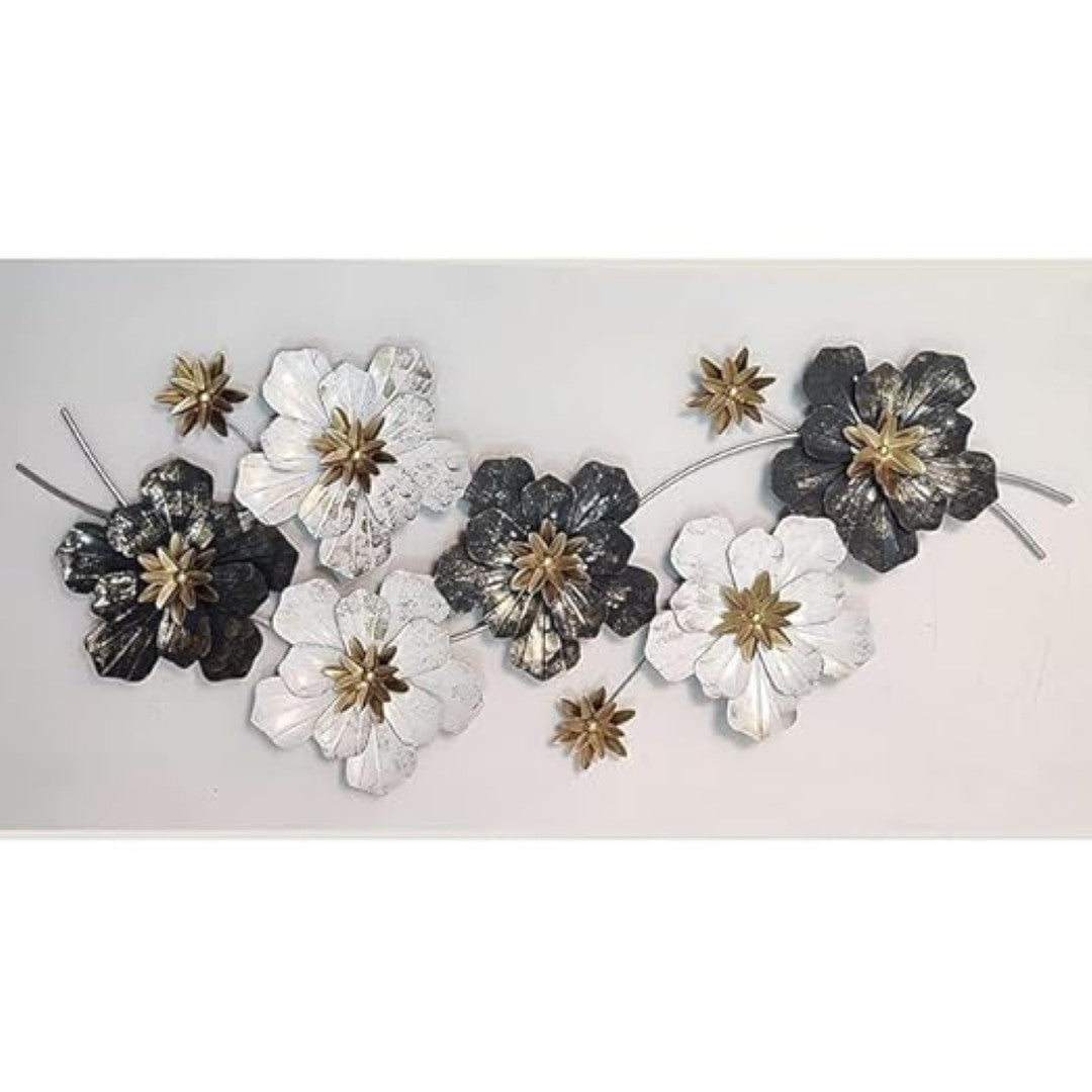 Luxury 3D Floral Metal Wall Art – Gold & Black-Blue Statement Decor - gold-finished metal wall art for living room wall - view 3 | Kraft Vision