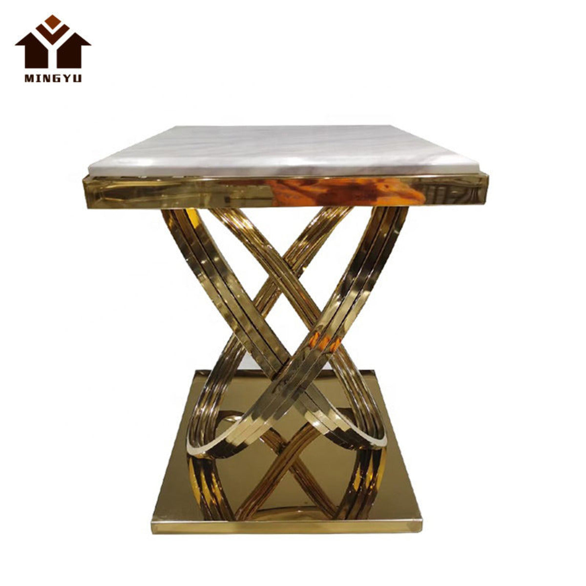 Luxury Marble Top Side Table with Golden Stainless Steel Base – Modern Accent Table - marble side table for living room - view 4 | Kraft Vision