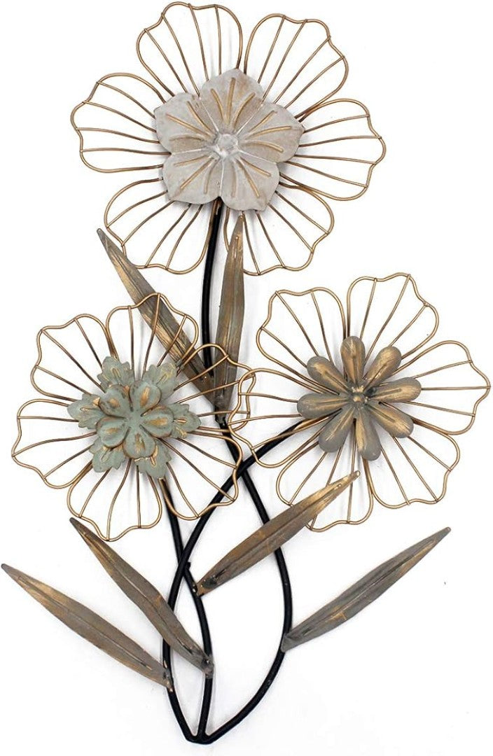 Metal Floral Wire Frame Wall Art – Elegant Flower Design - metal wall art for living room wall - view 4 | Kraft Vision