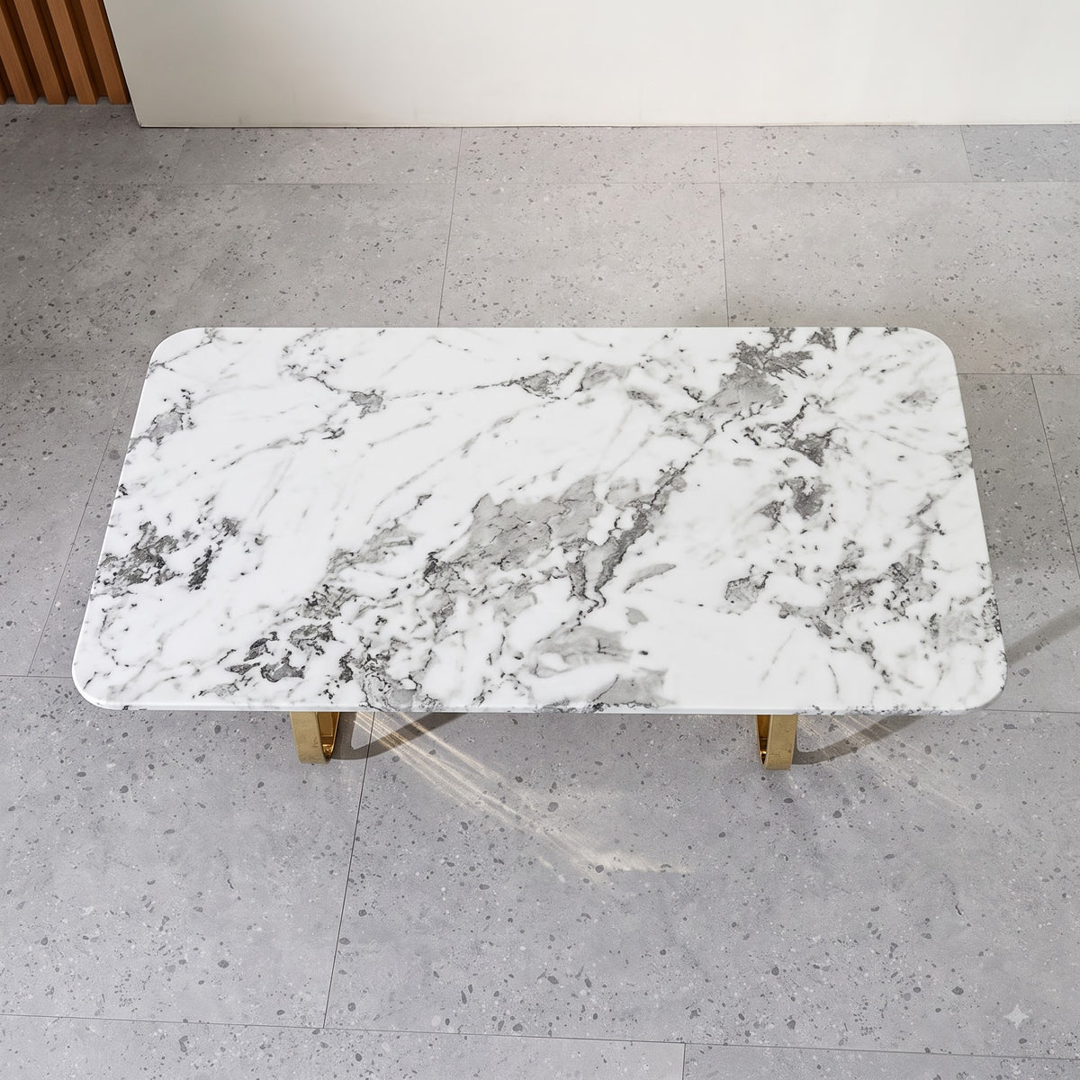 Modern White Marble Dining Table with Luxury Gold Metal Base