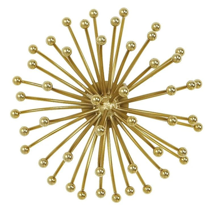 3D Abstract Burst Metal Wall Art – Golden Wall Sculpture (Set of 3) - gold-finished metal wall art for living room wall - view 3 | Kraft Vision