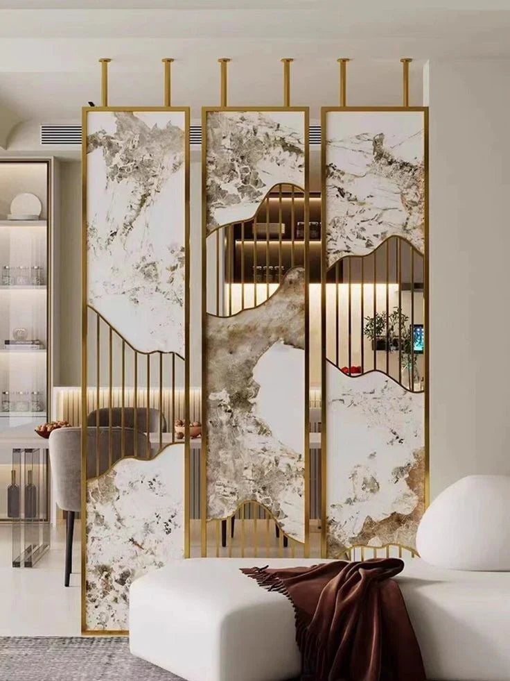 Luxury Marble Metal Partition Design for Living Room - marble Room Divider for living room - view 4 | Kraft Vision
