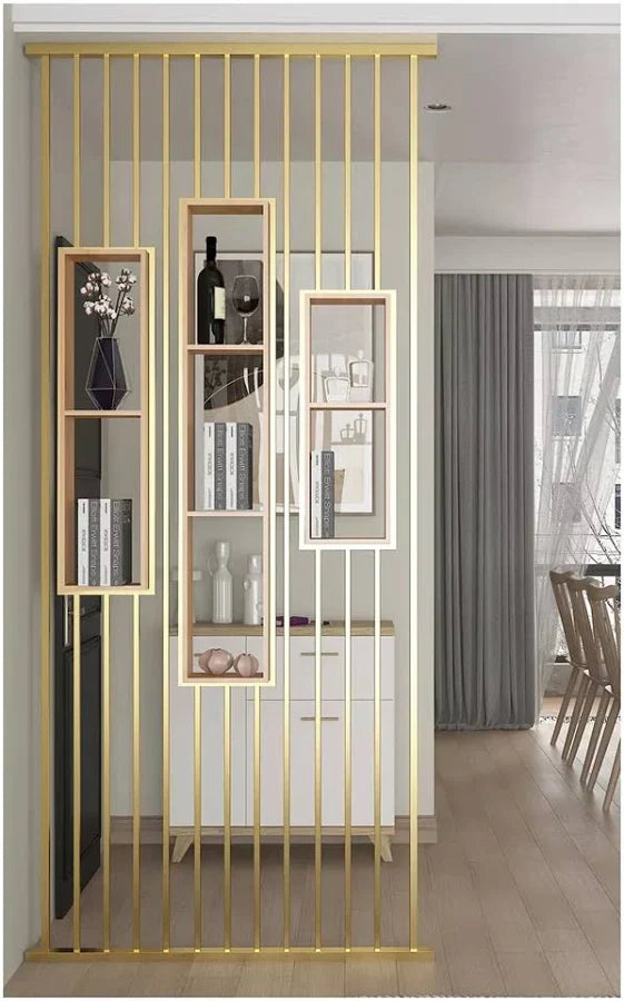 Luxury Wooden Slat Partition Shelf Divider - solid wood Room Divider for living room - view 2 | Kraft Vision