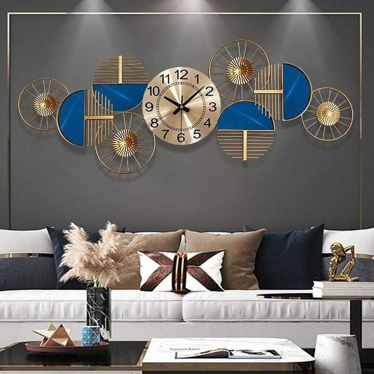 Rectangle Designer Wall Clock With Gold Plated