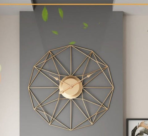 Hexagon Gold Plated Designer Wall clock