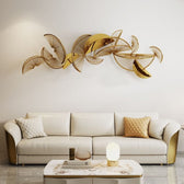 Elegant Gold-Finished Abstract Wall Art Sculpture - gold-finished metal furniture for living room wall - view 2 | Kraft Vision