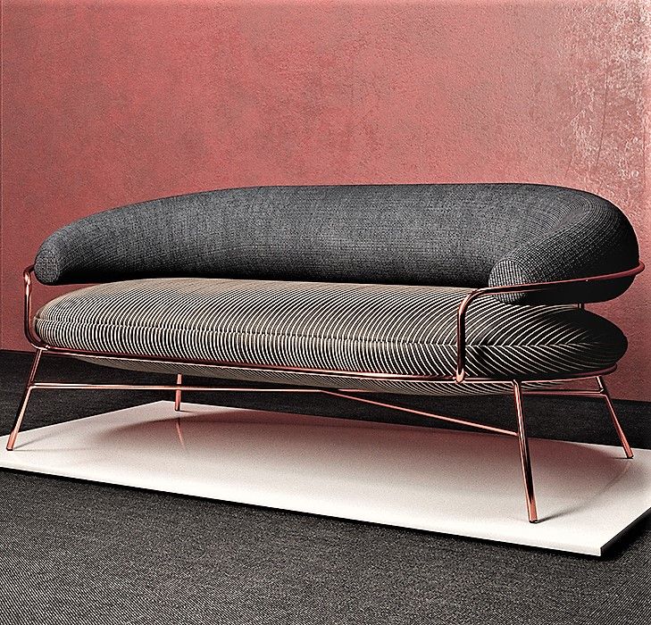 Modern Two-Tone Designer Sofa with Sleek Metal Frame - metal furniture for living room | Kraft Vision