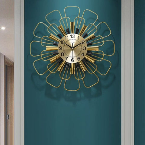 Golden Flower Shape Wall Clock
