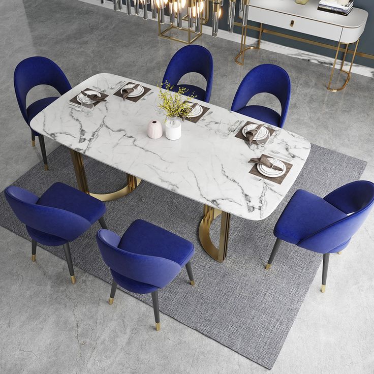 Curved Stand Dining Table Set