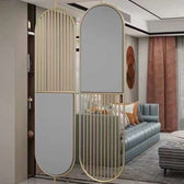 Contemporary Gold & Grey Partition Screen - gold-finished metal furniture for living room - view 2 | Kraft Vision