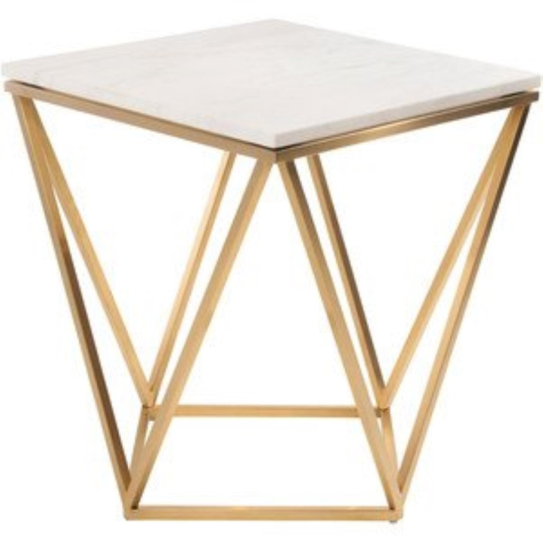 SQUARE SIDE TABLE WITH WHITE MARBLE TOP
