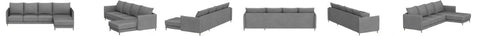 Grey velvet l shape sofa with high density foam base