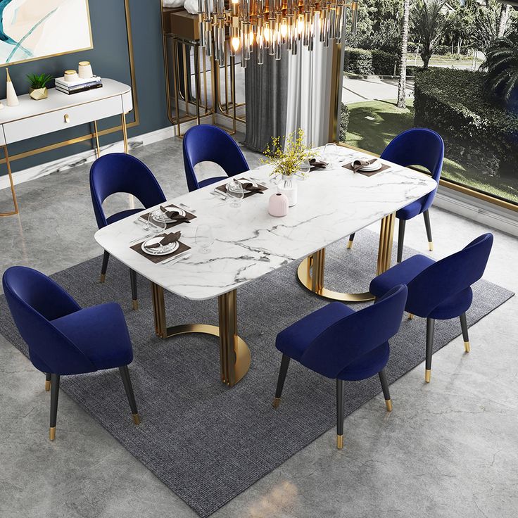 Curved Stand Dining Table Set