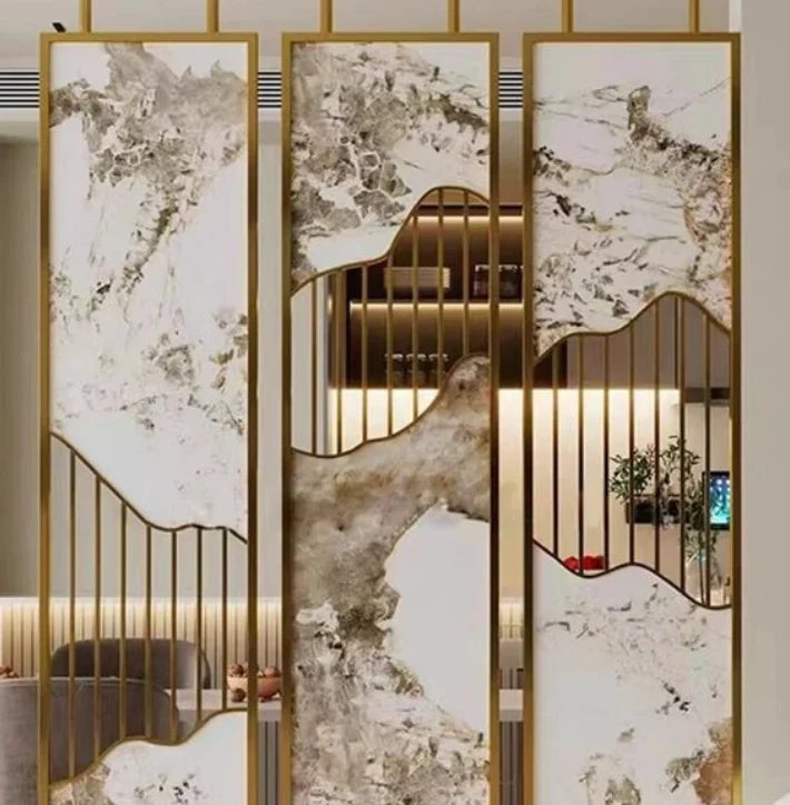 Luxury Marble Metal Partition Design for Living Room - marble Room Divider for living room - view 1 | Kraft Vision