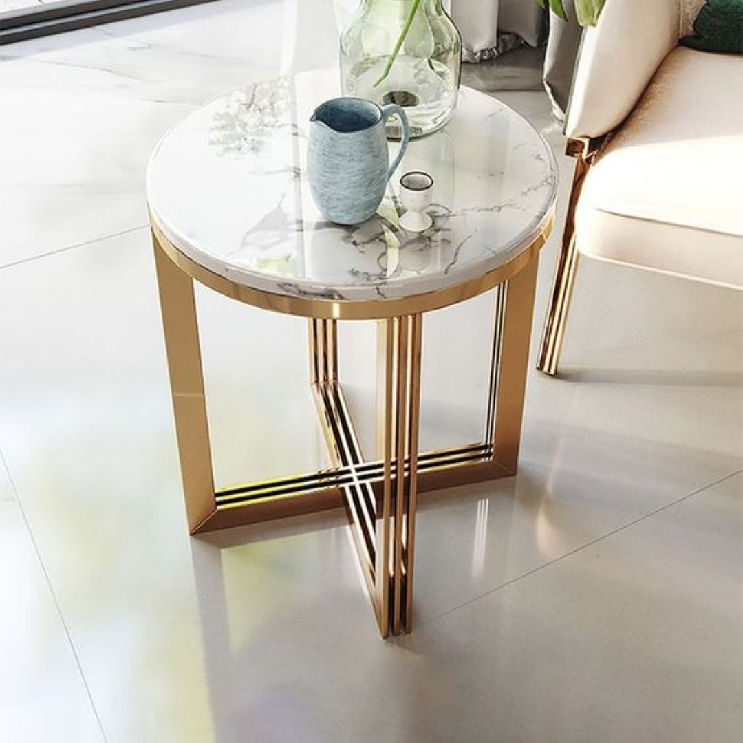 DESIGNER SIDE TABLE WITH MARBLE TOP