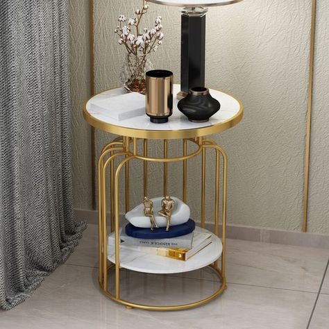 CAGE SIDE TABLE WITH MARBLE TOP